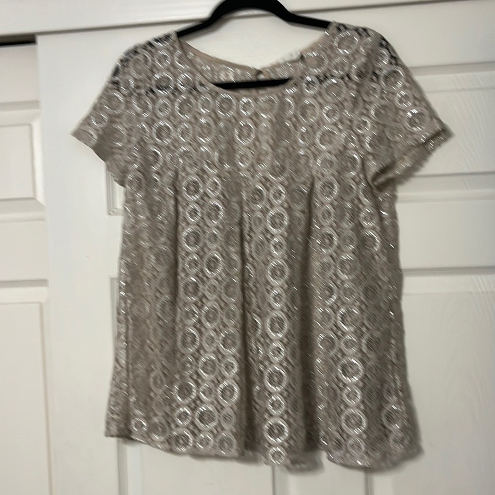 Anthropologie Lyra Lace Metallic Top - Picture 2 of 5